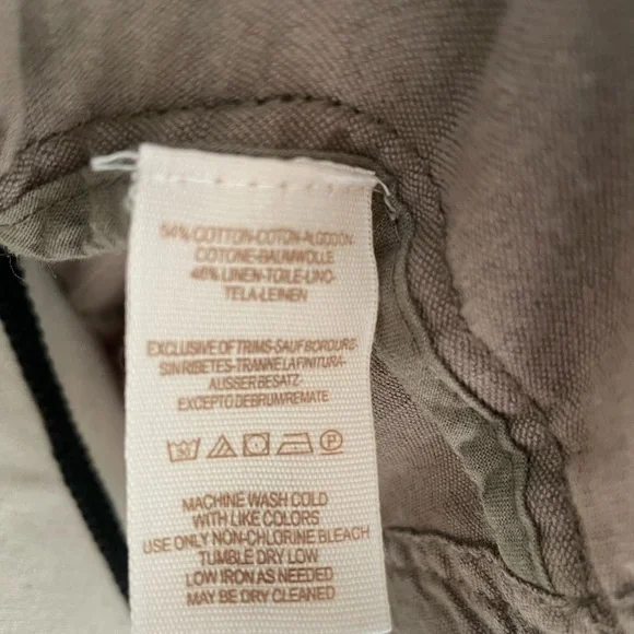 Free People Sz 4 Linen Cotton Eyelet Moto Jacket Olive Green Zip - Picture 12 of 13